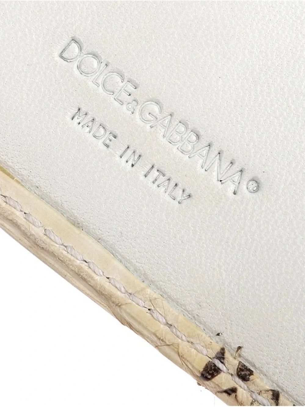 Dolce & Gabbana Beige Snake-Embossed Clutch with D&G Logo